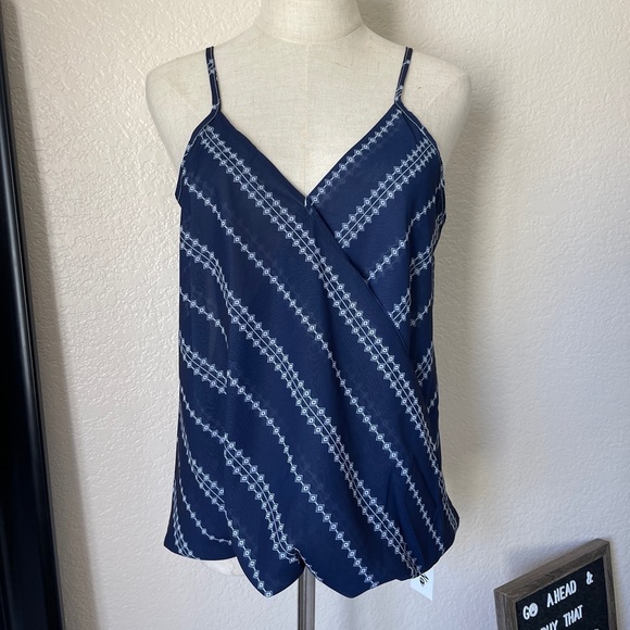 Amazon Tops - BIN#25 - AMAZON Women’s M Spaghetti Straps Blue Print Blouse